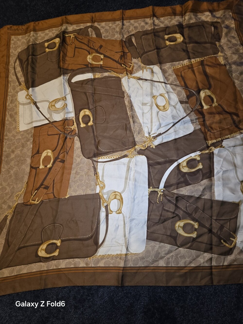 Coach Tabby Bag Print Silk Square Scarf - Picture 3 of 6